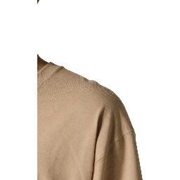 Beige Cotton Roundneck Oversized Fit T-shirt