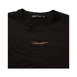Brown Logo Embroidered Men Crew Neck T-shirt
