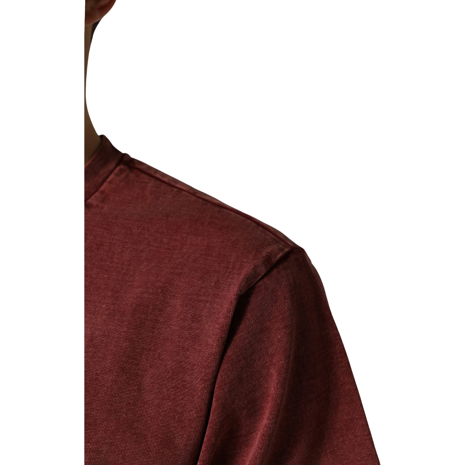 Maroon Print Round Neck Short Sleeve T-shirt