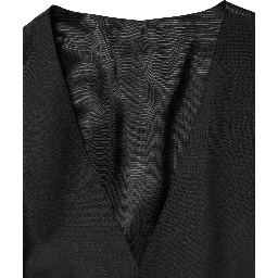 Black Wool Single Breasted Waistcoat Vest