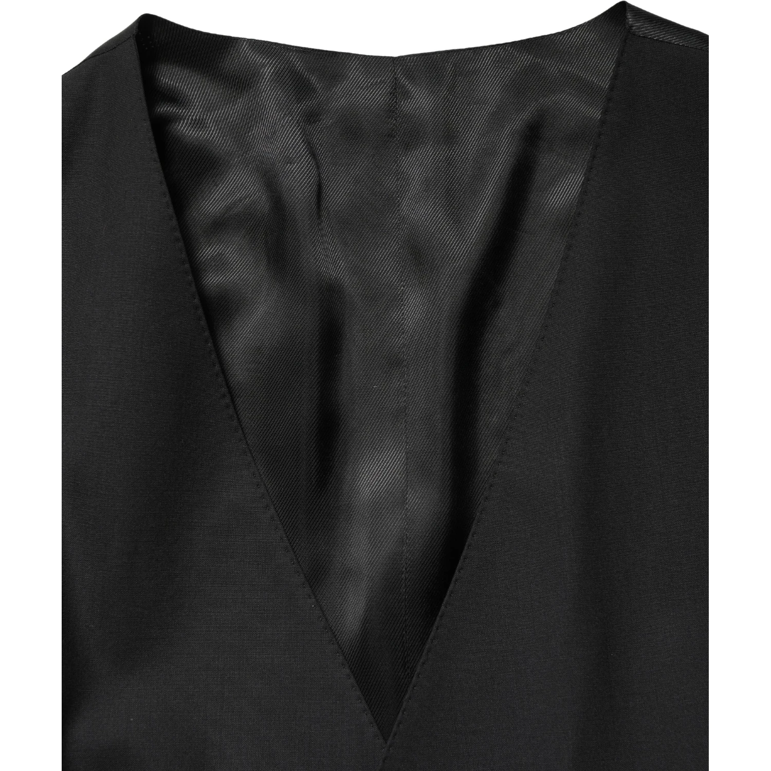 Black Wool Single Breasted Waistcoat Vest