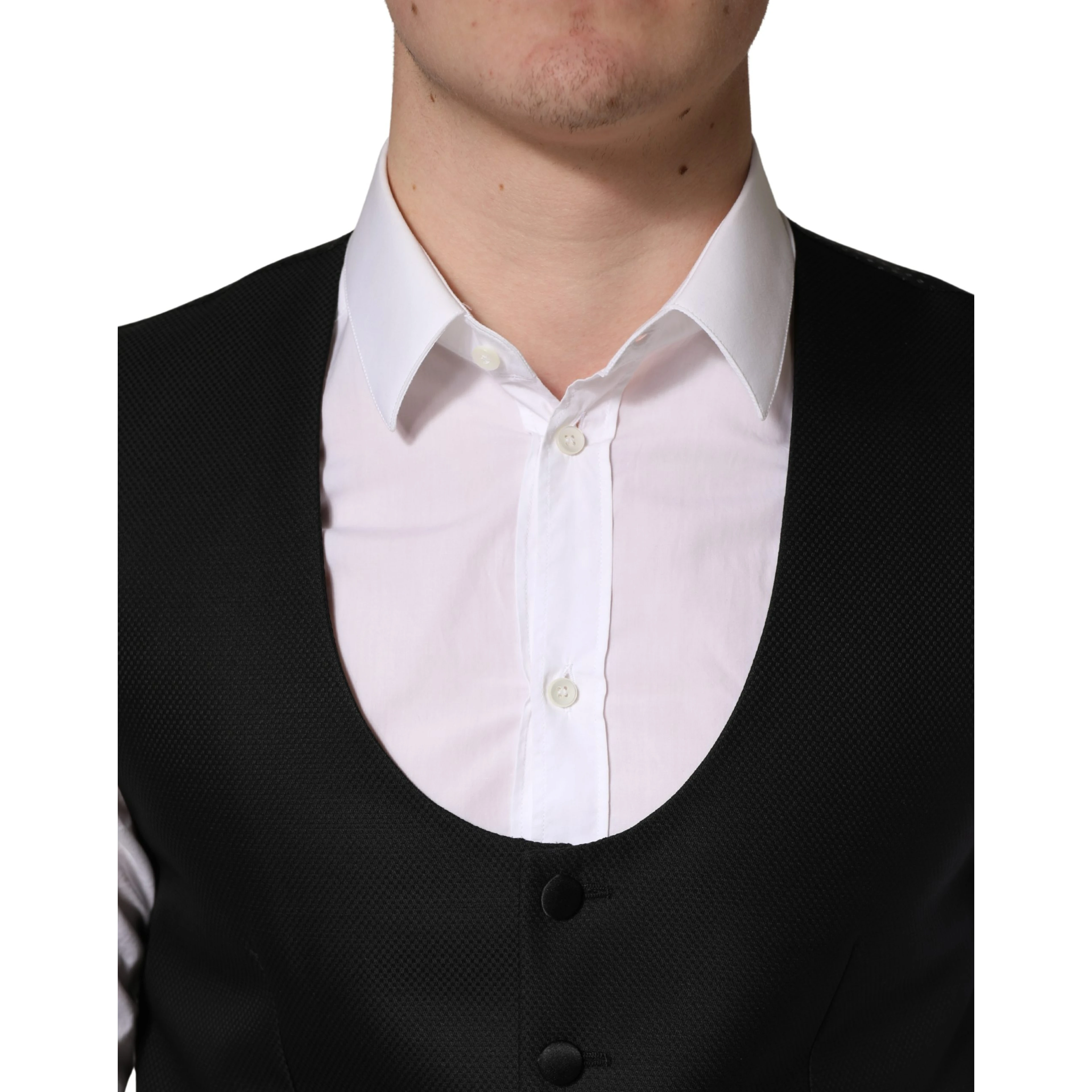 Black Wool Single Breasted Waistcoat Vest
