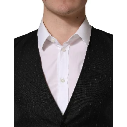 Black Stripe Single Breasted Waistcoat Vest