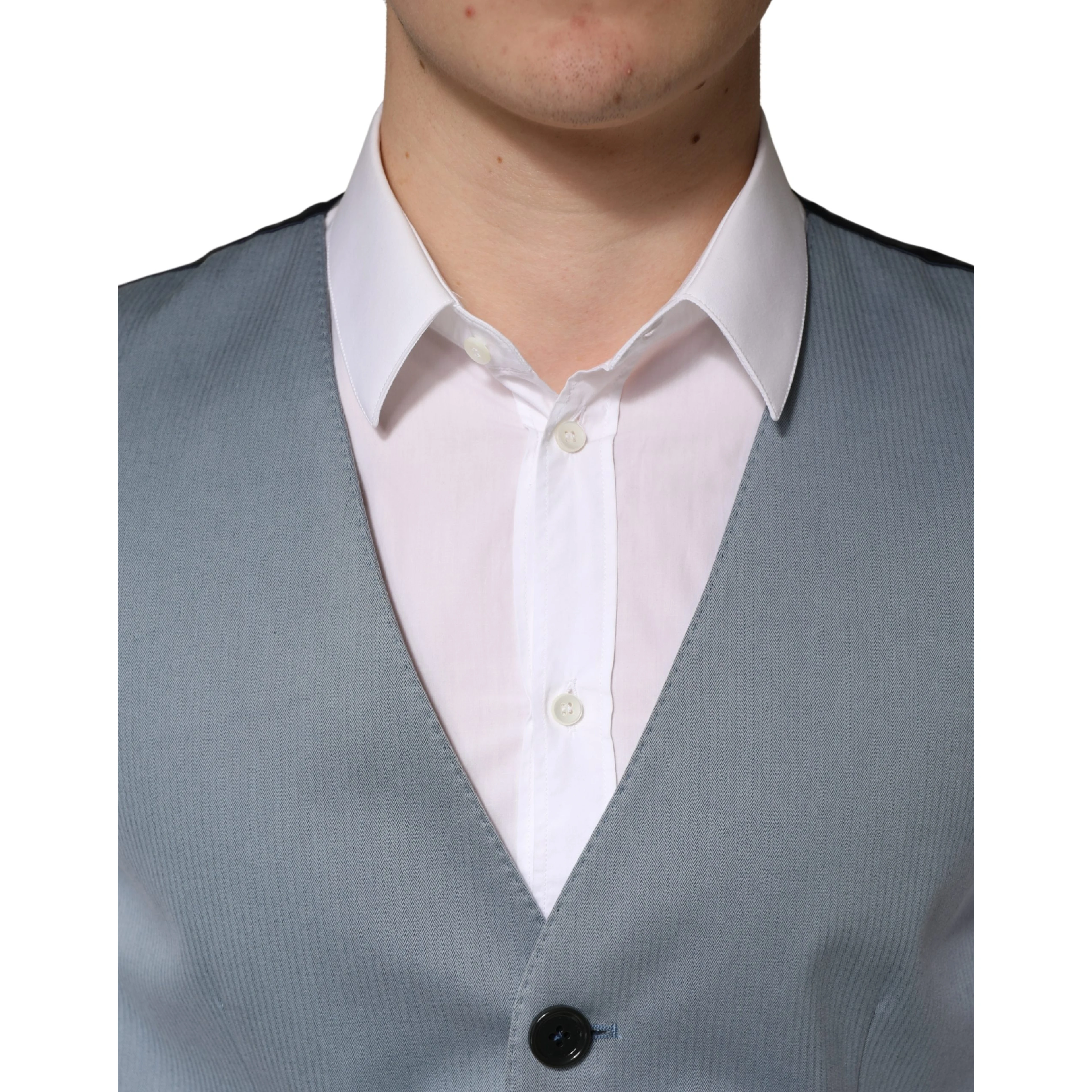 Gray Wool Single Breasted Men Waistcoat Vest