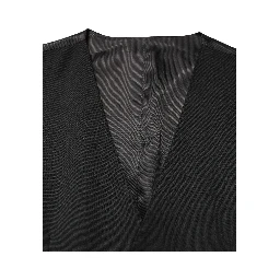 Black Wool Single Breasted Men Waistcoat Vest