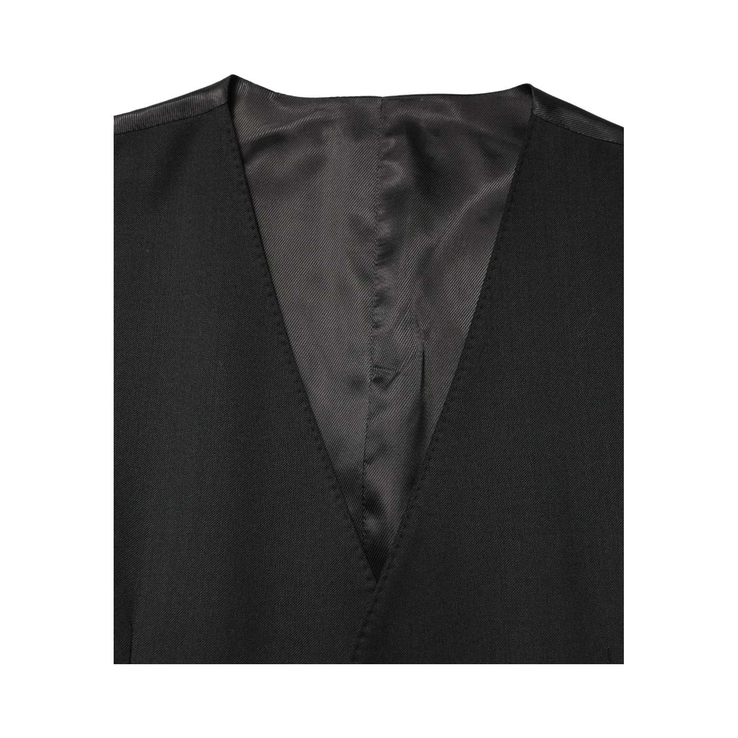 Black Wool Single Breasted Men Waistcoat Vest