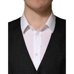 Black Wool Single Breasted Men Waistcoat Vest