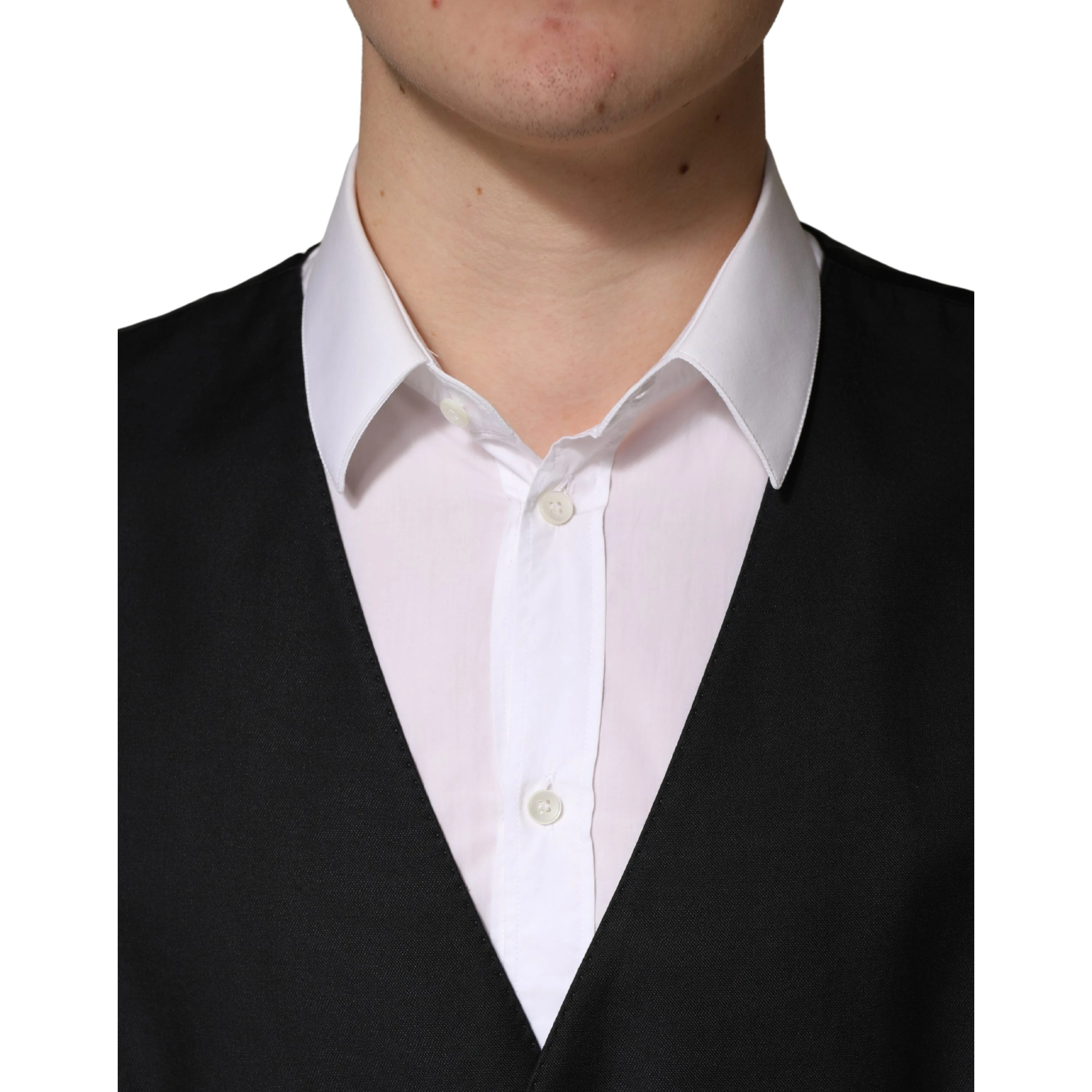 Black Wool Single Breasted Men Waistcoat Vest