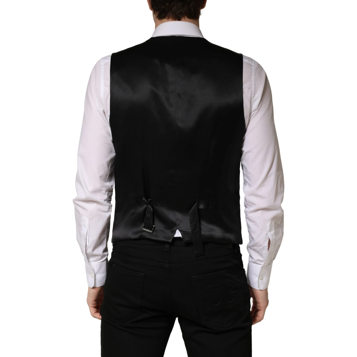 Black Wool Single Breasted Men Waistcoat Vest