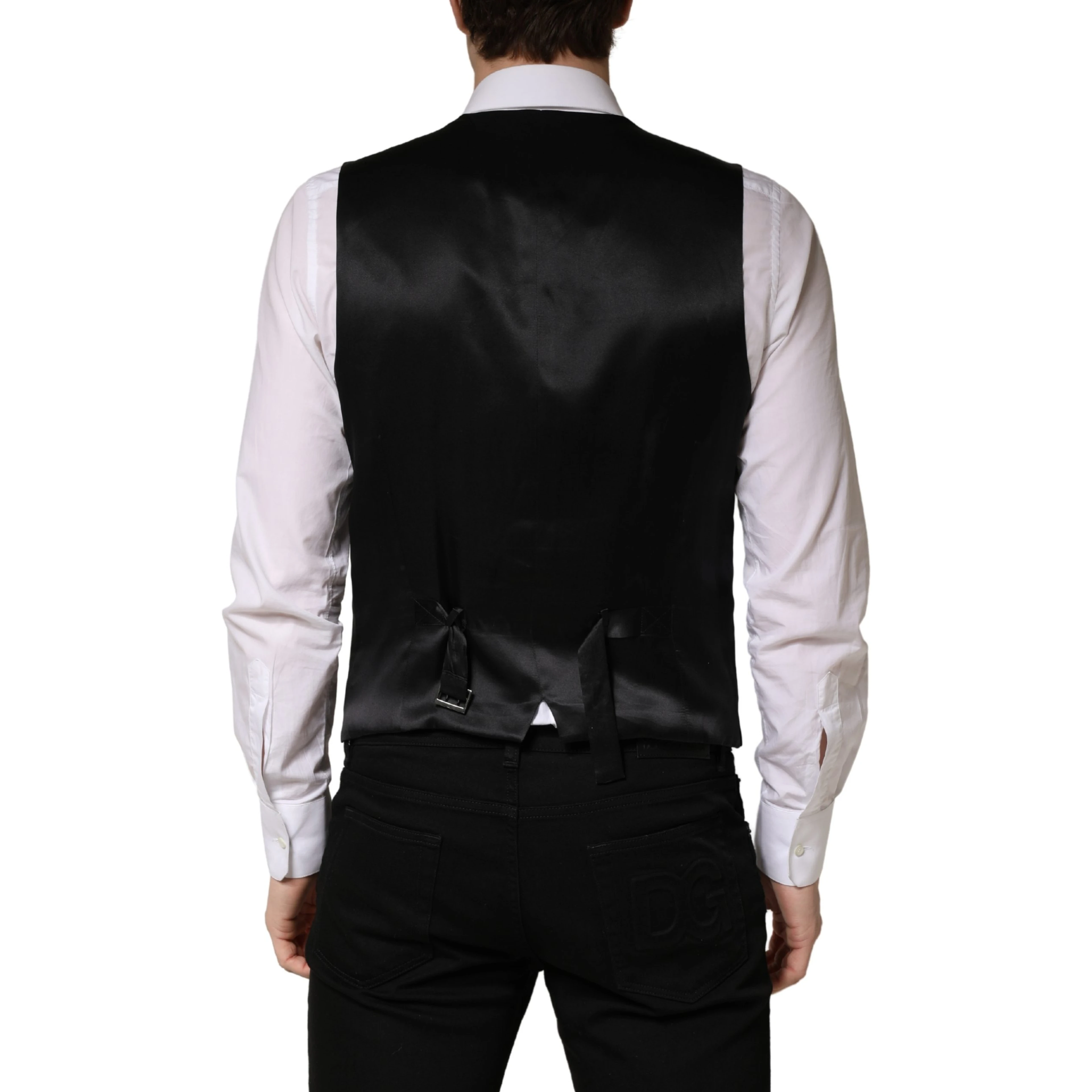 Black Wool Single Breasted Men Waistcoat Vest