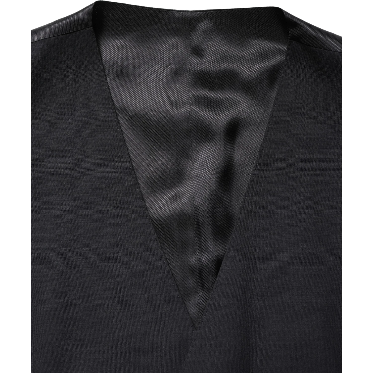Black Wool Single Breasted Waistcoat Vest