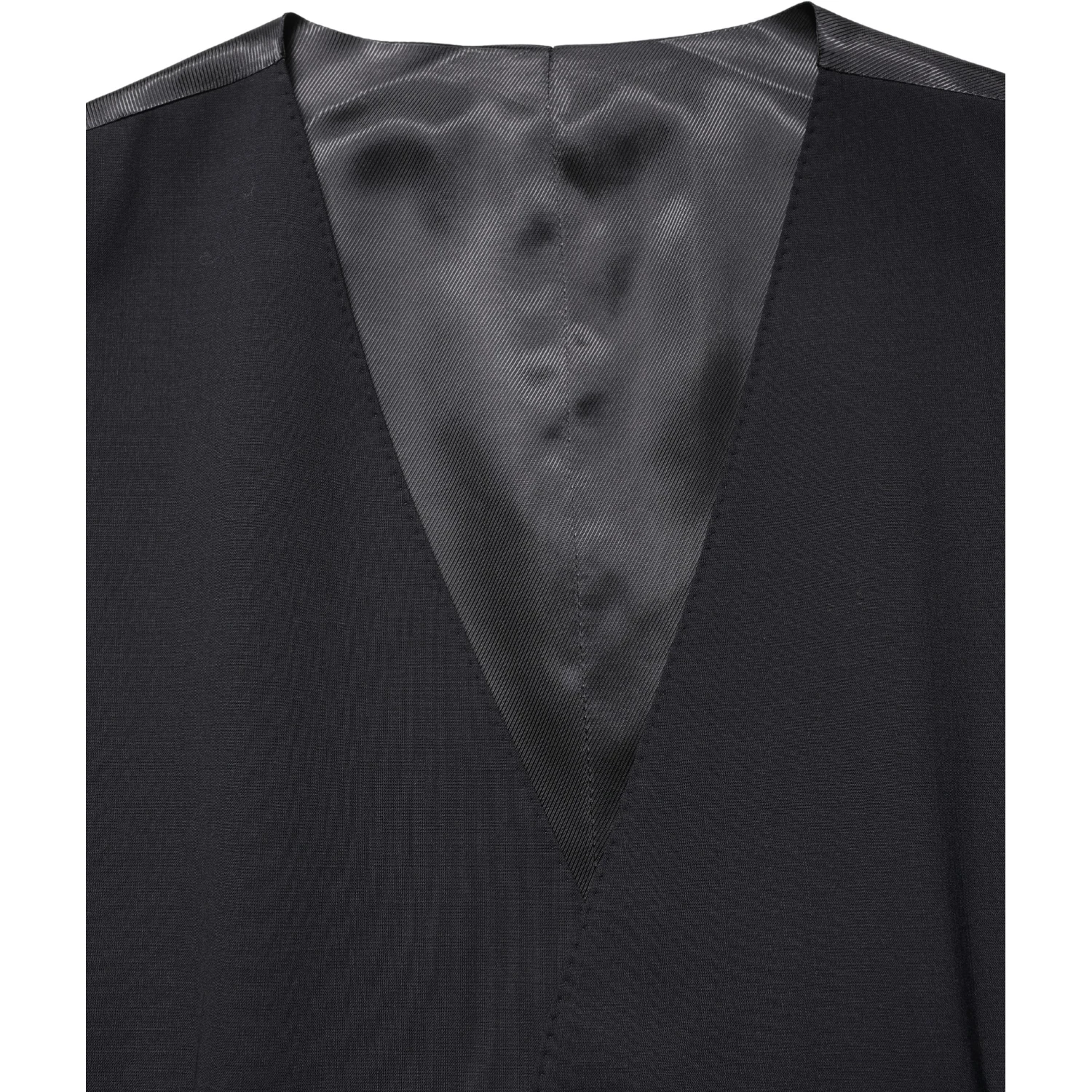 Black Wool Single Breasted Waistcoat Vest
