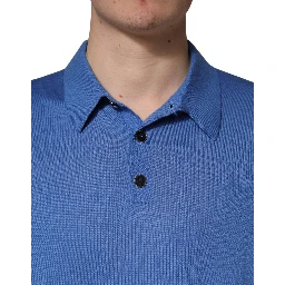 Blue Cashmere Short Sleeves Polo  T-shirt