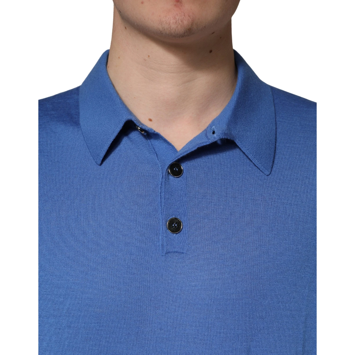 Blue Cashmere Short Sleeves Polo  T-shirt