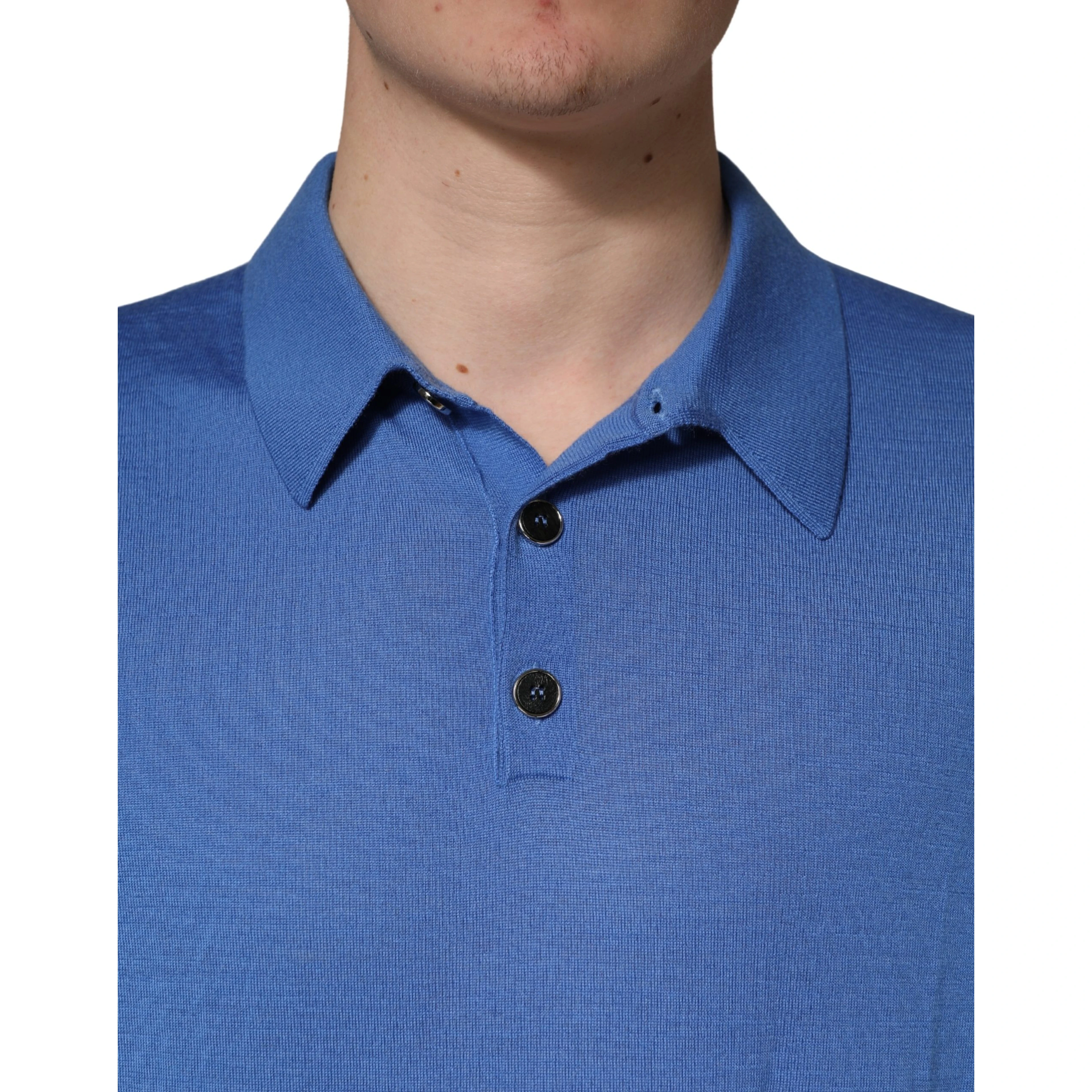 Blue Cashmere Short Sleeves Polo  T-shirt