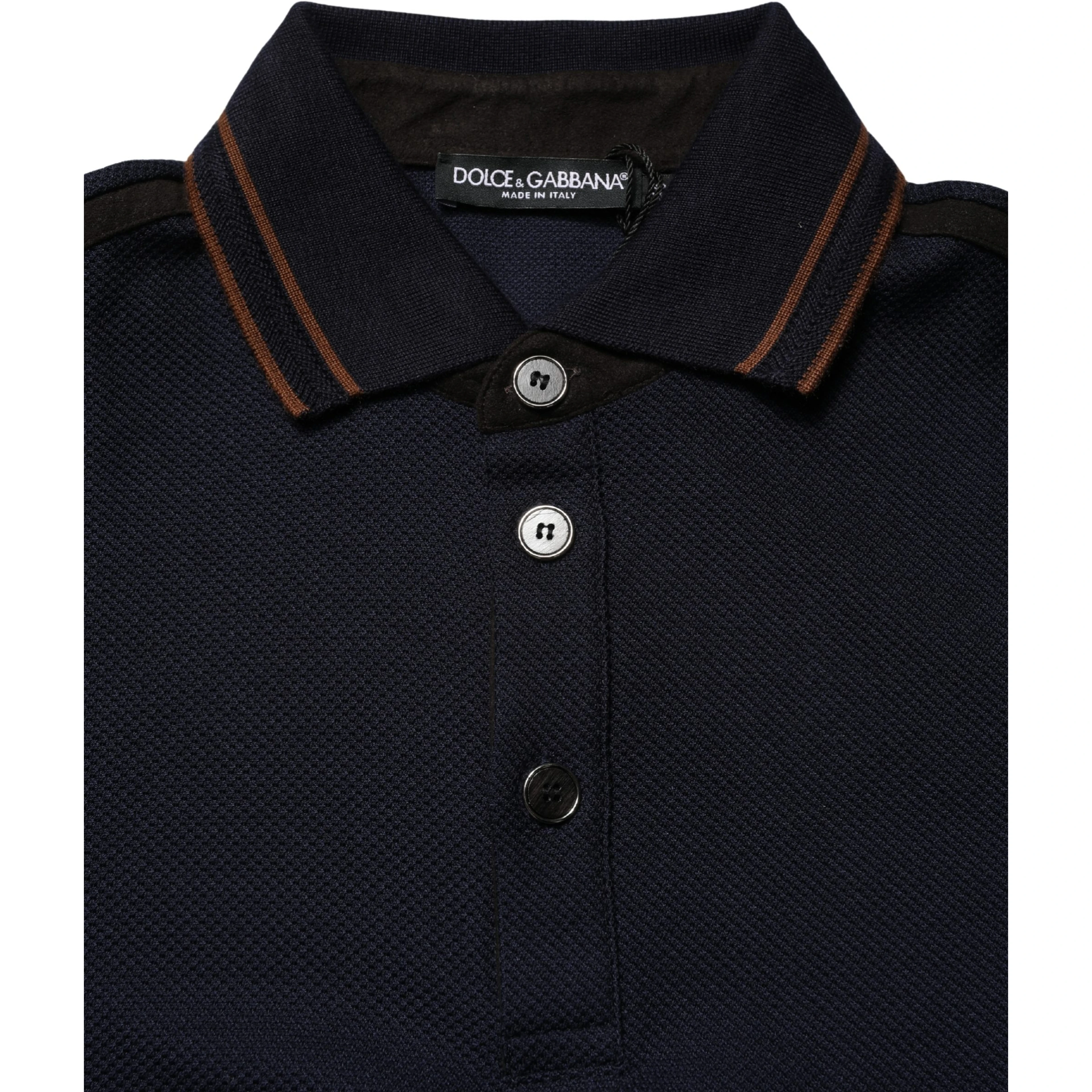 Dark Blue Silk Short Sleeve Men Polo T-shirt
