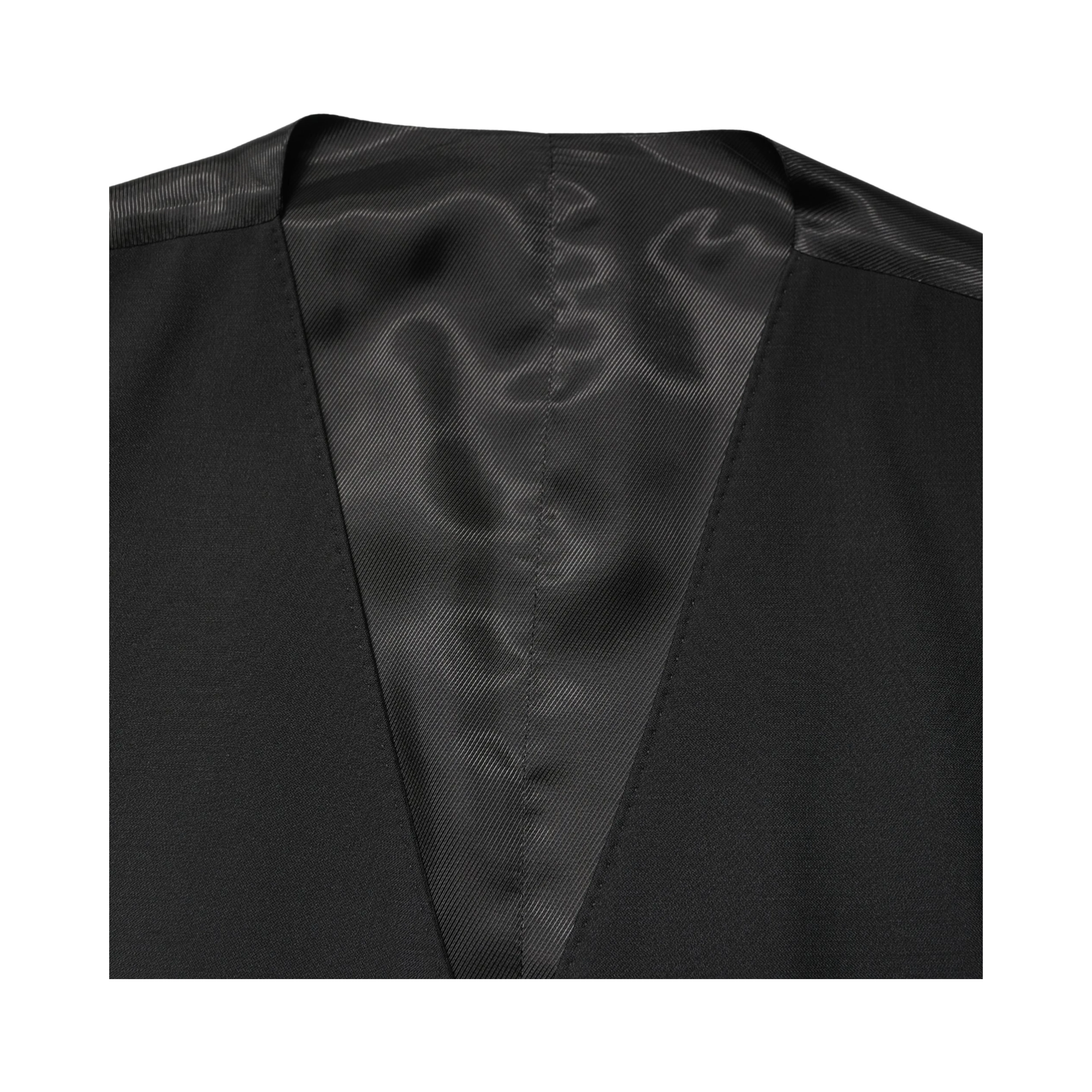 Black Wool Single Breasted Men Waistcoat Vest