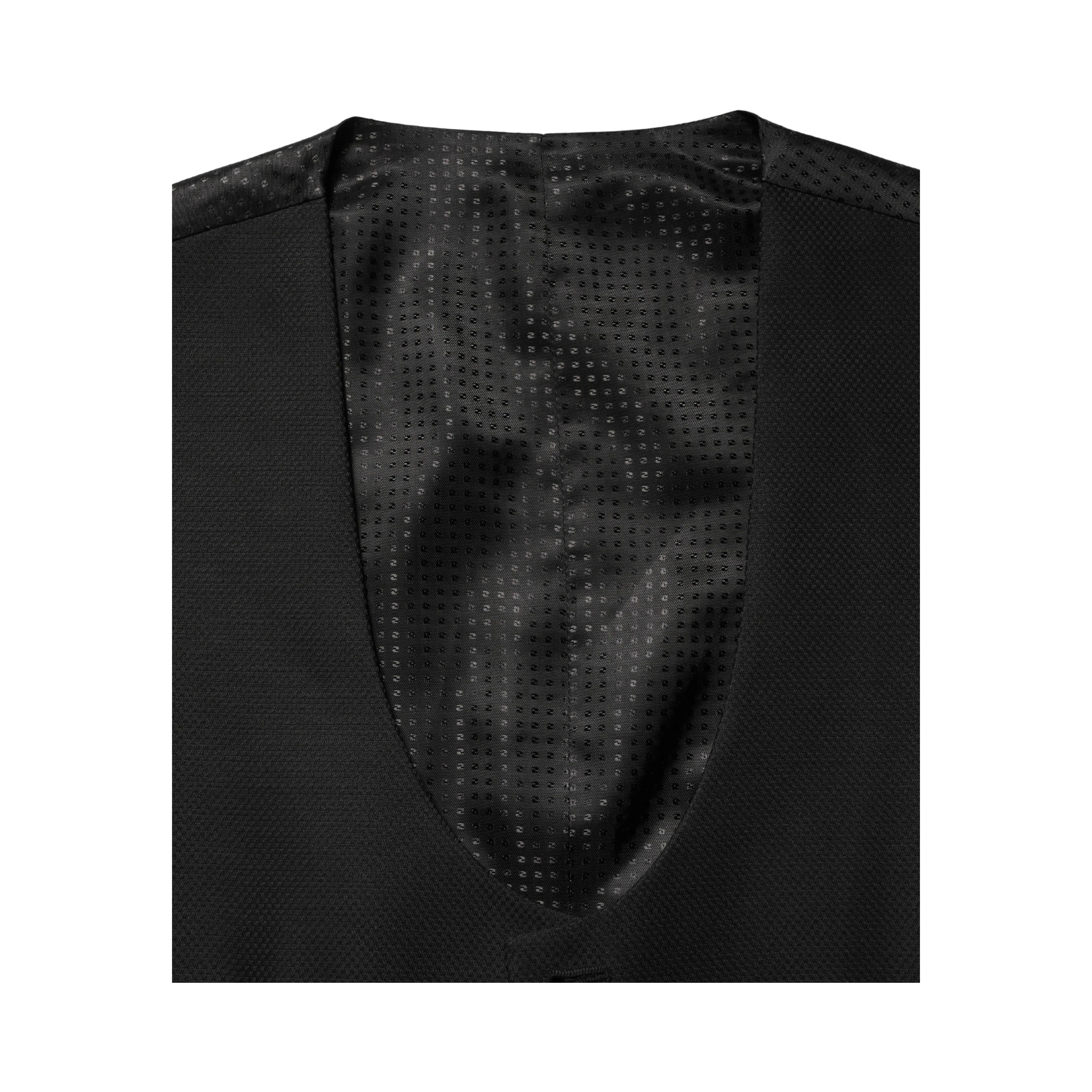 Black Wool Single Breasted Waistcoat Vest