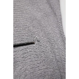Gray Ribbed Cotton Long-Sleeve Henley  T-shirt
