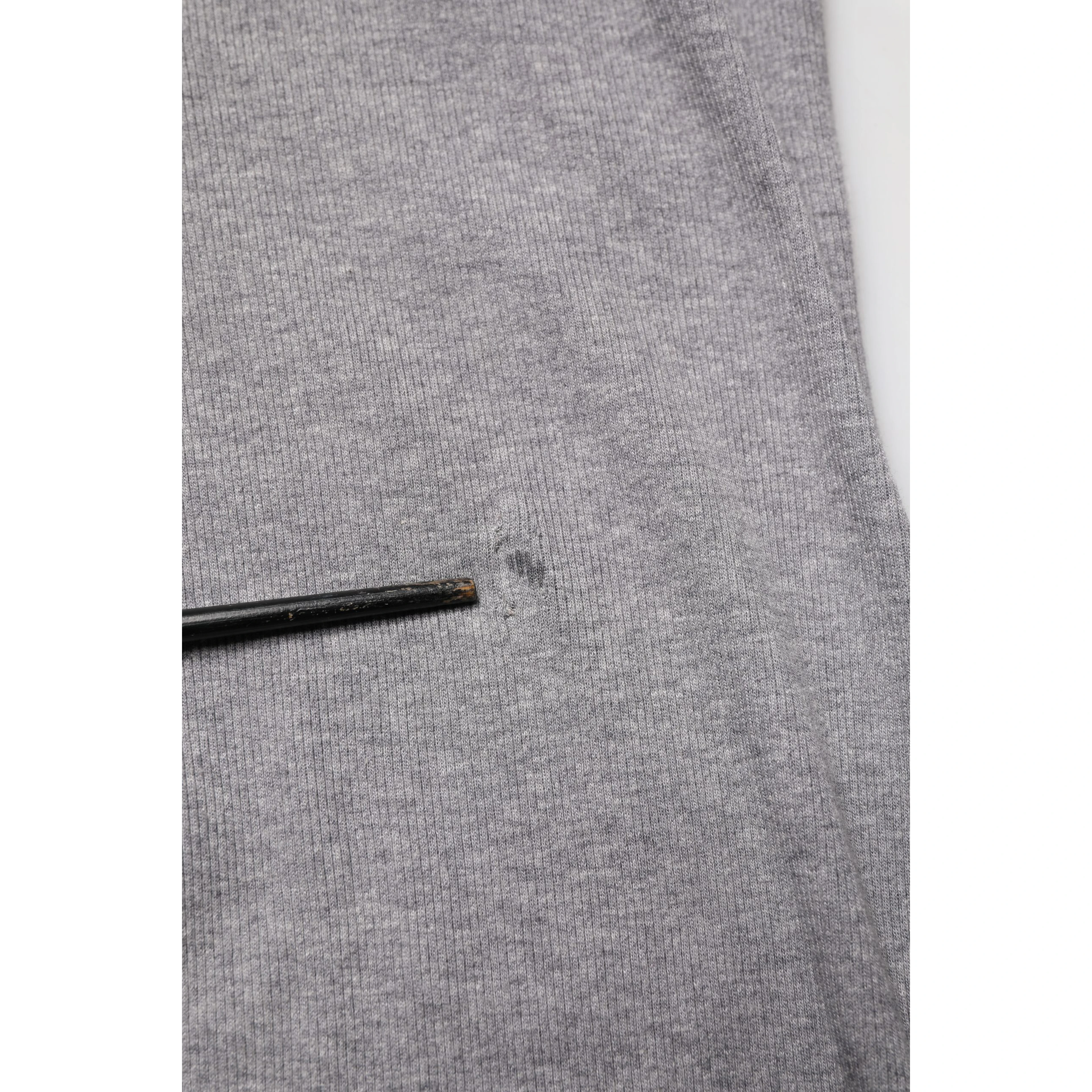 Gray Ribbed Cotton Long-Sleeve Henley T-shirt