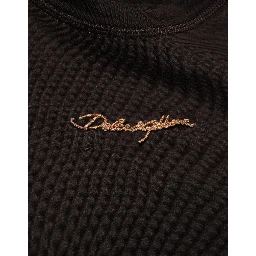 Brown Logo Embroidered Men Crew Neck T-shirt