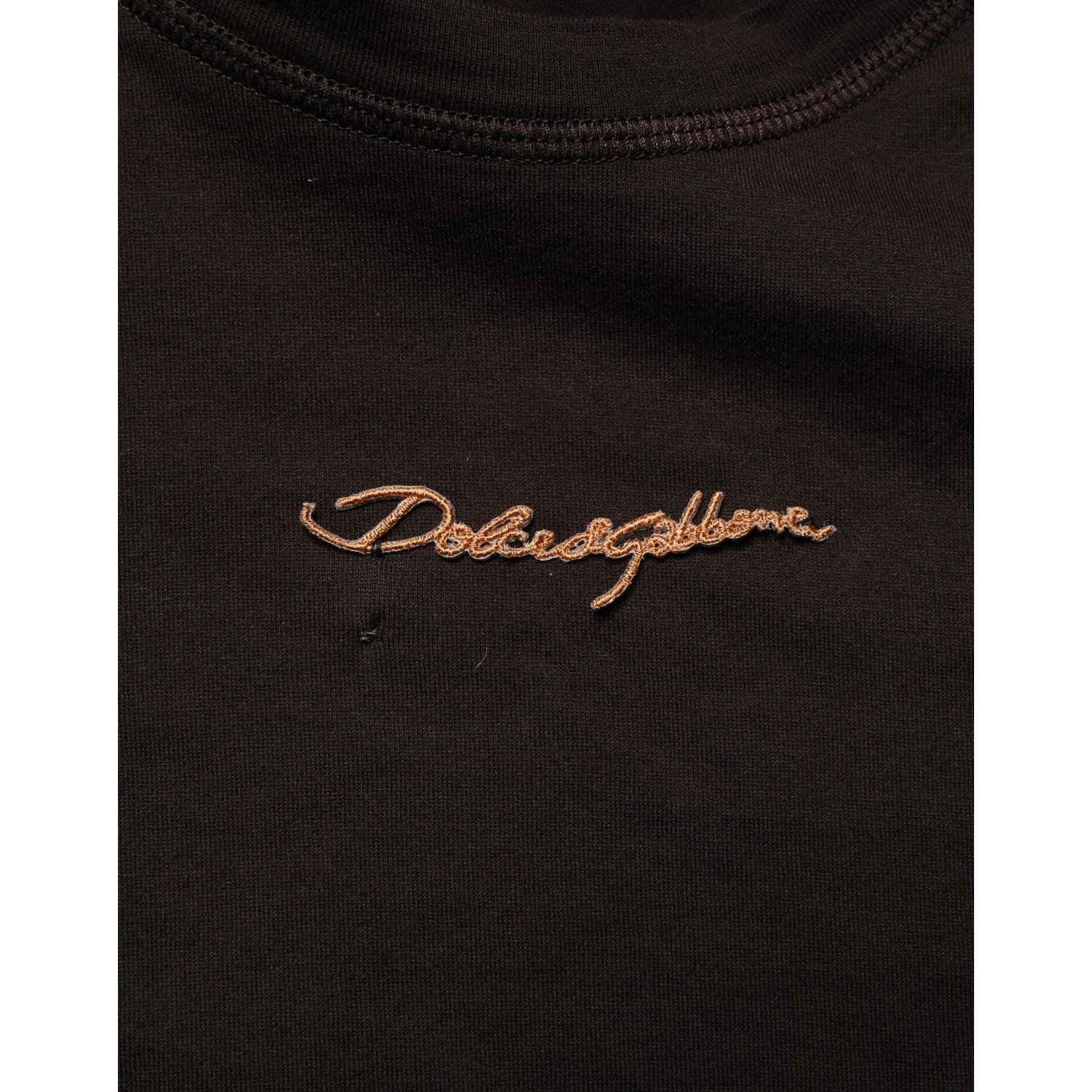 Brown Logo Embroidered Men Crew Neck T-shirt