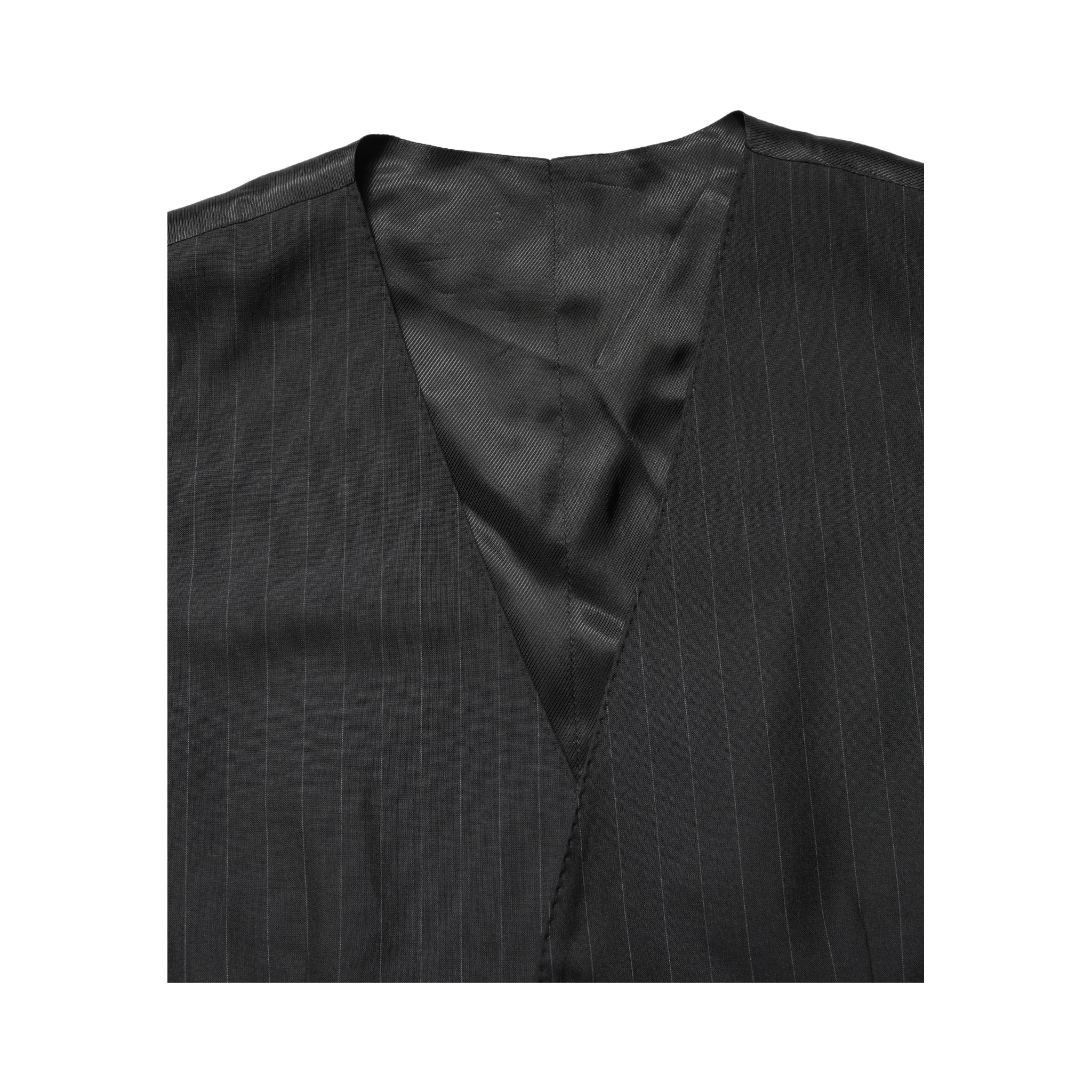 Black Stripe Single Breasted Waistcoat Vest