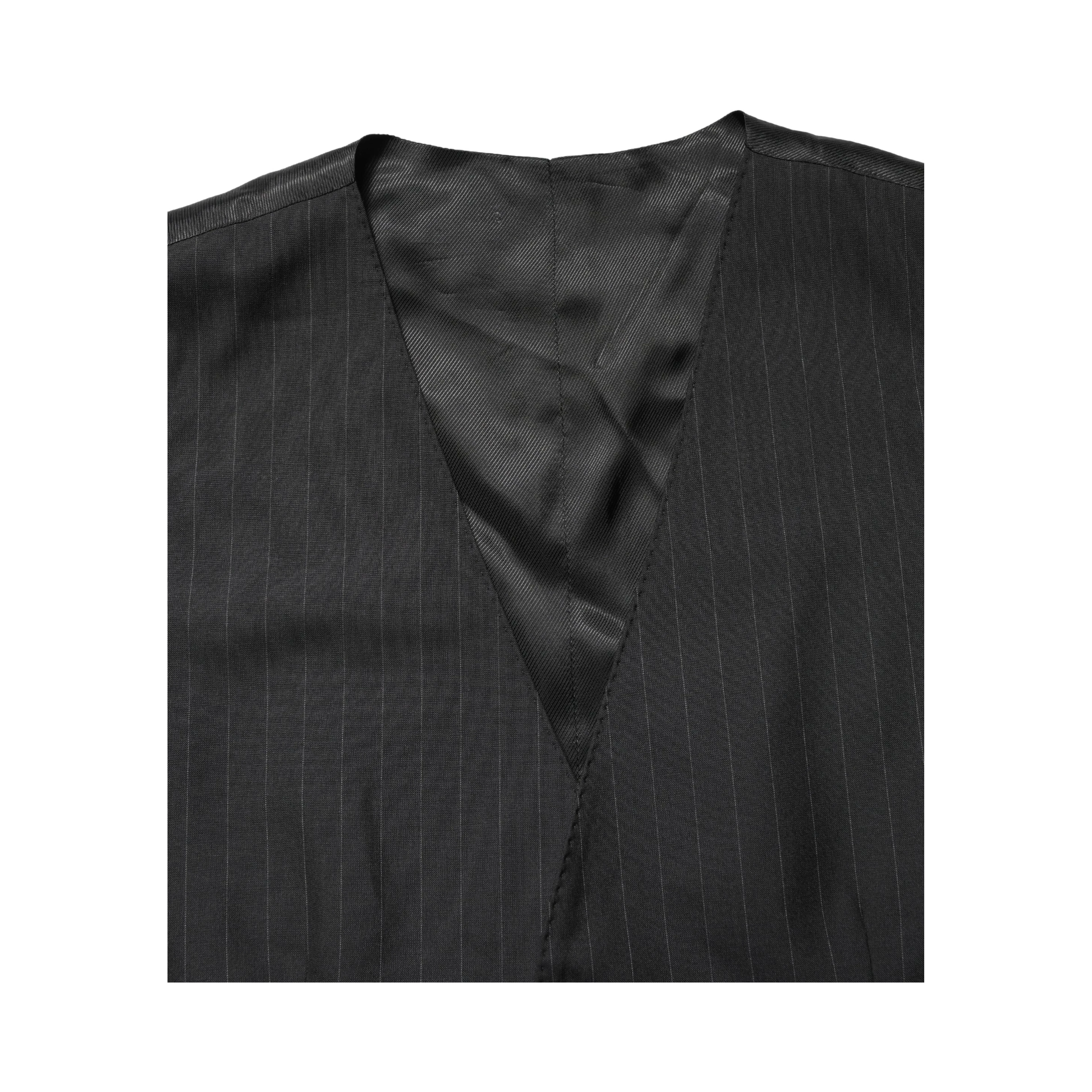 Black Stripe Single Breasted Waistcoat Vest