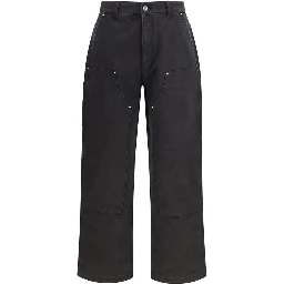 Black Cotton Casual Pants