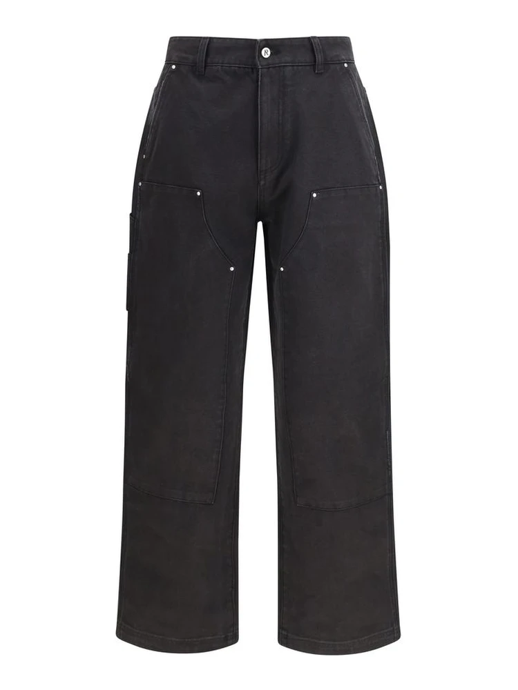 Black Cotton Casual Pants