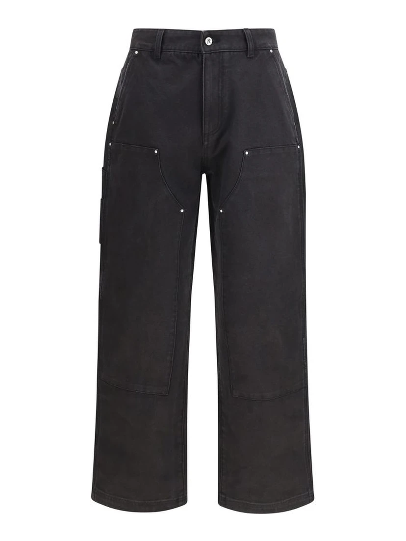 Black Cotton Casual Pants