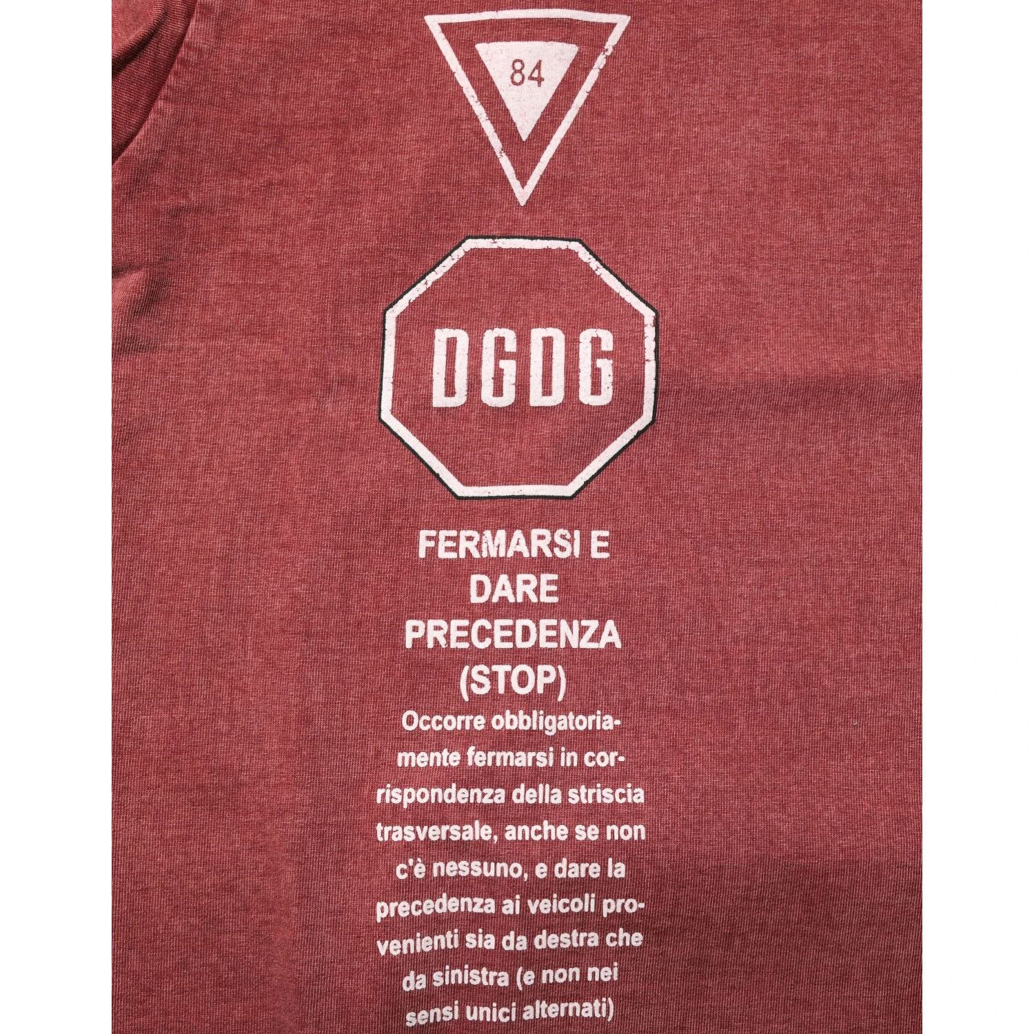 Maroon Print Round Neck Short Sleeve T-shirt