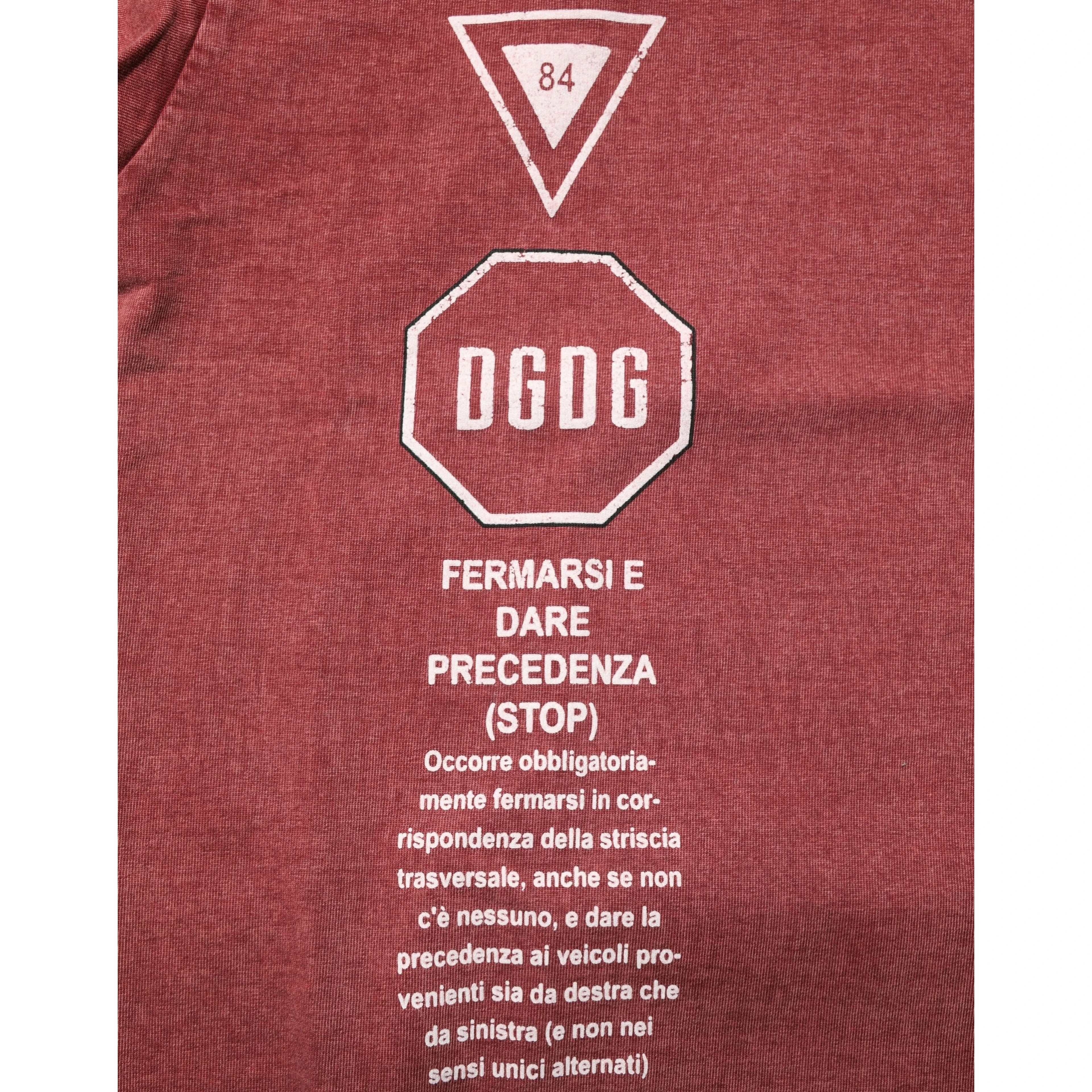 Maroon Print Round Neck Short Sleeve T-shirt