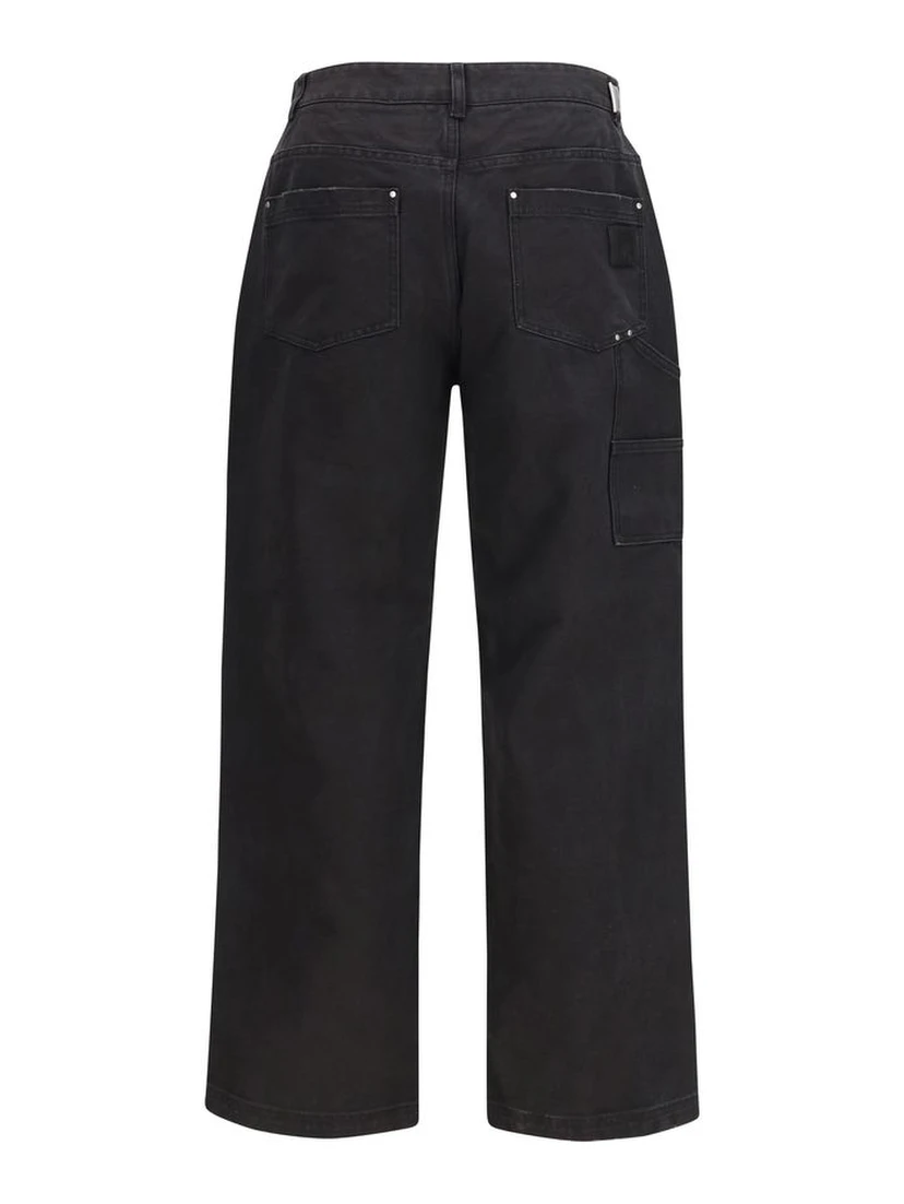 Black Cotton Casual Pants