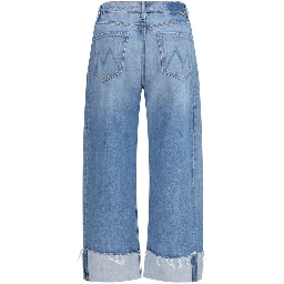 Blue Cotton Cropped Jeans