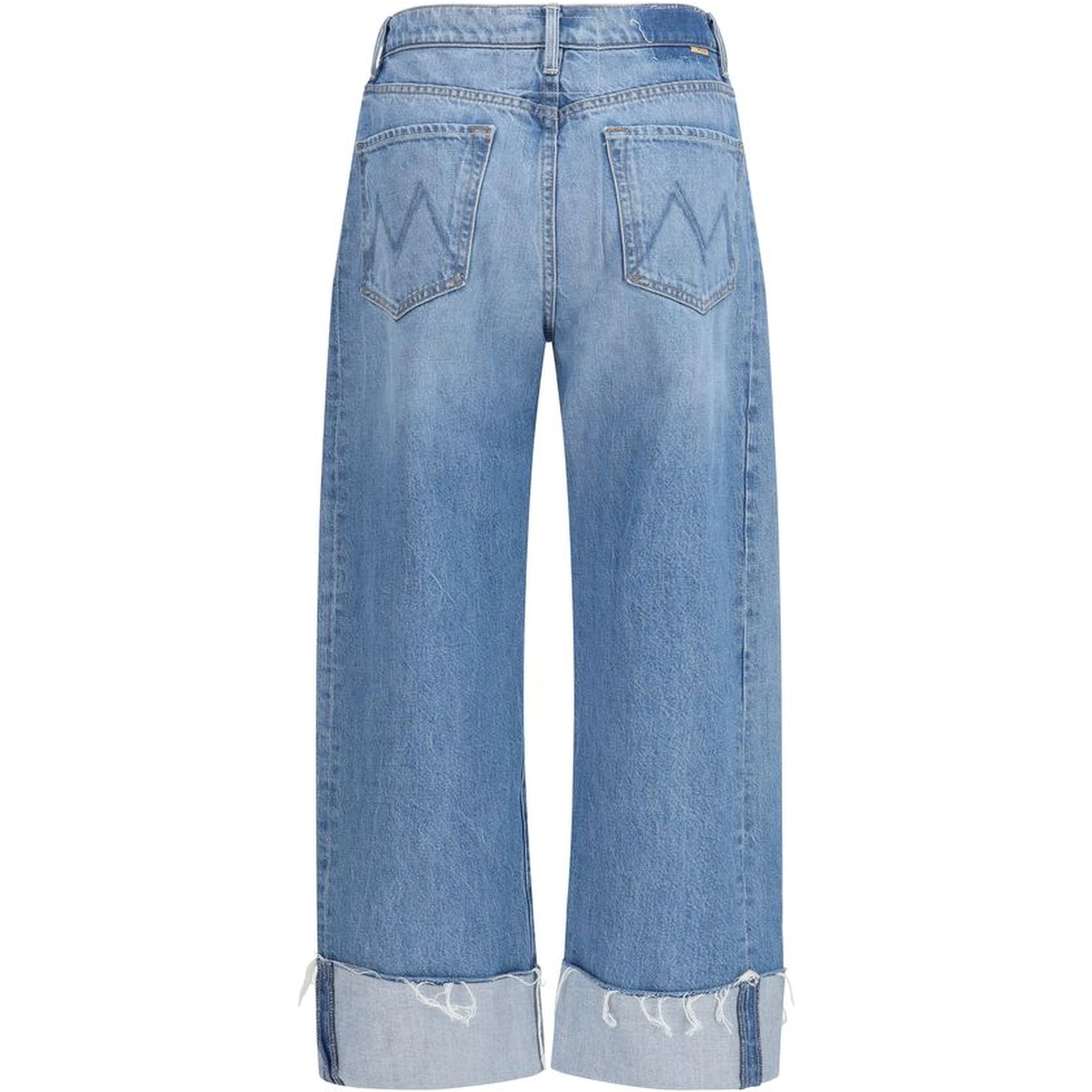 Blue Cotton Cropped Jeans