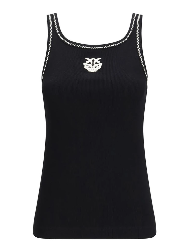 Black Cotton Sleeveles T-Shirt