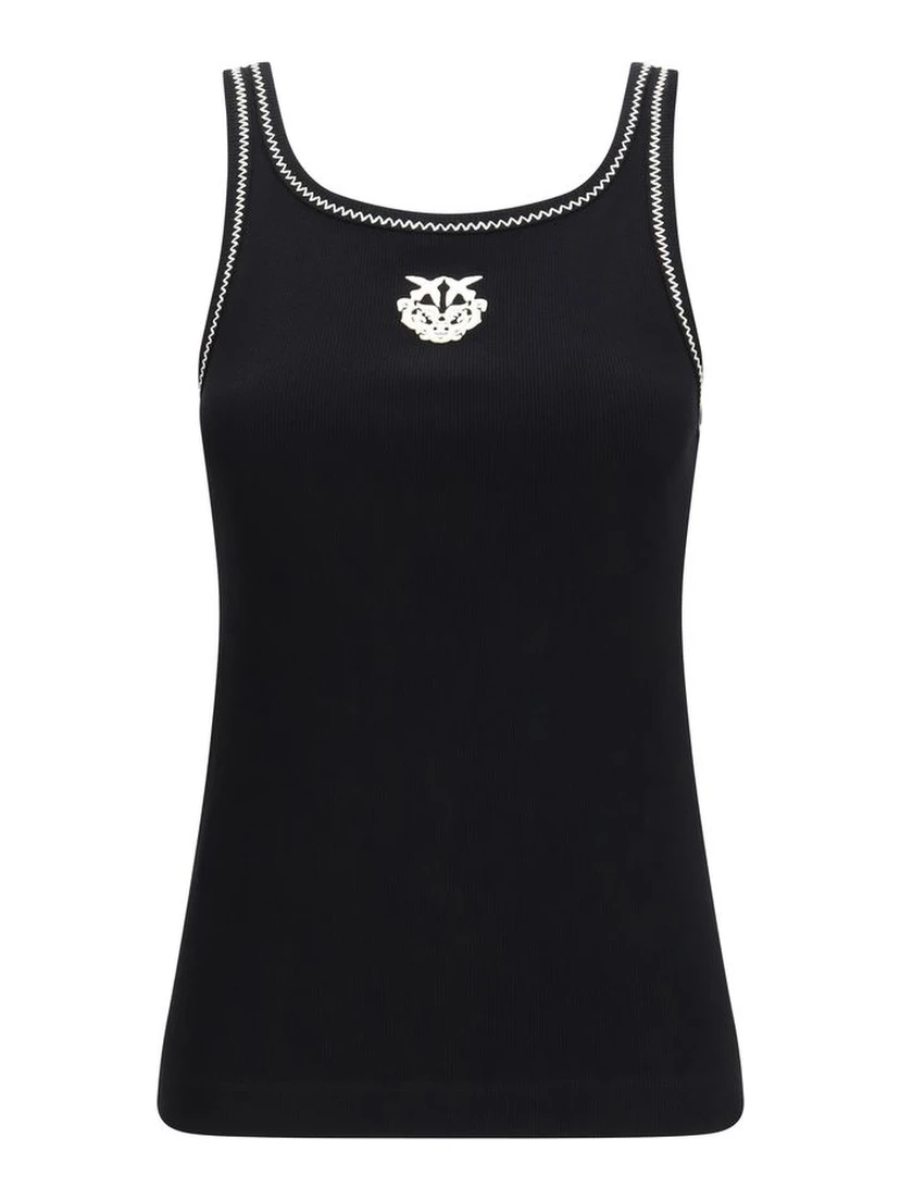 Black Cotton Sleeveles T-Shirt