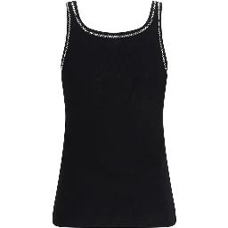 Black Cotton Sleeveles T-Shirt