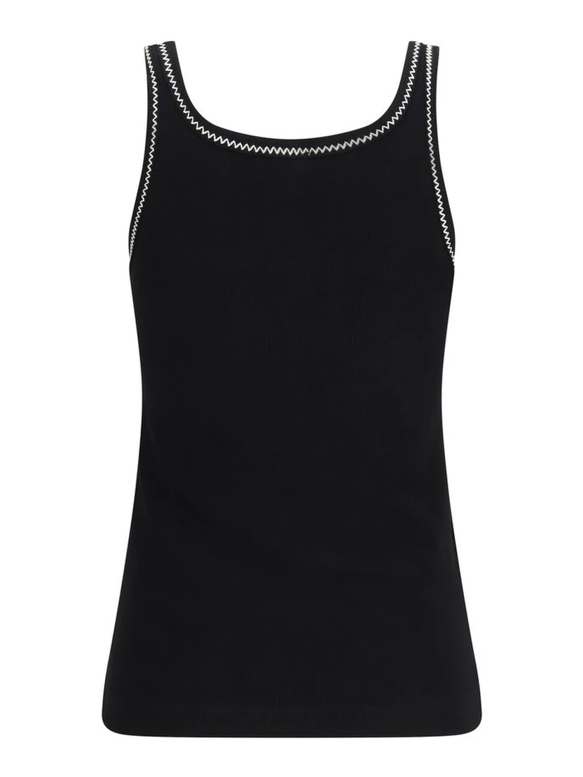 Black Cotton Sleeveles T-Shirt