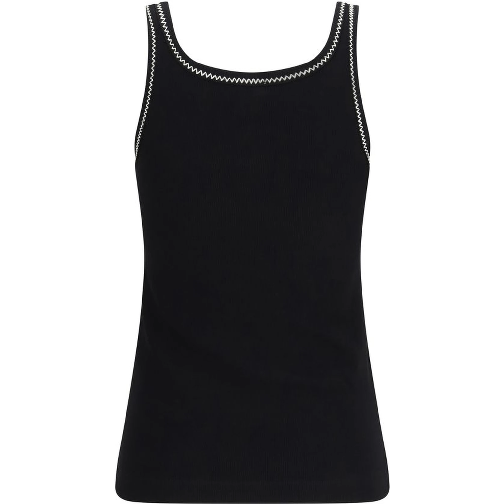 Black Cotton Sleeveles T-Shirt