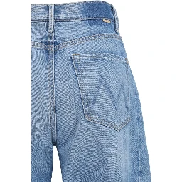 Blue Cotton Cropped Jeans