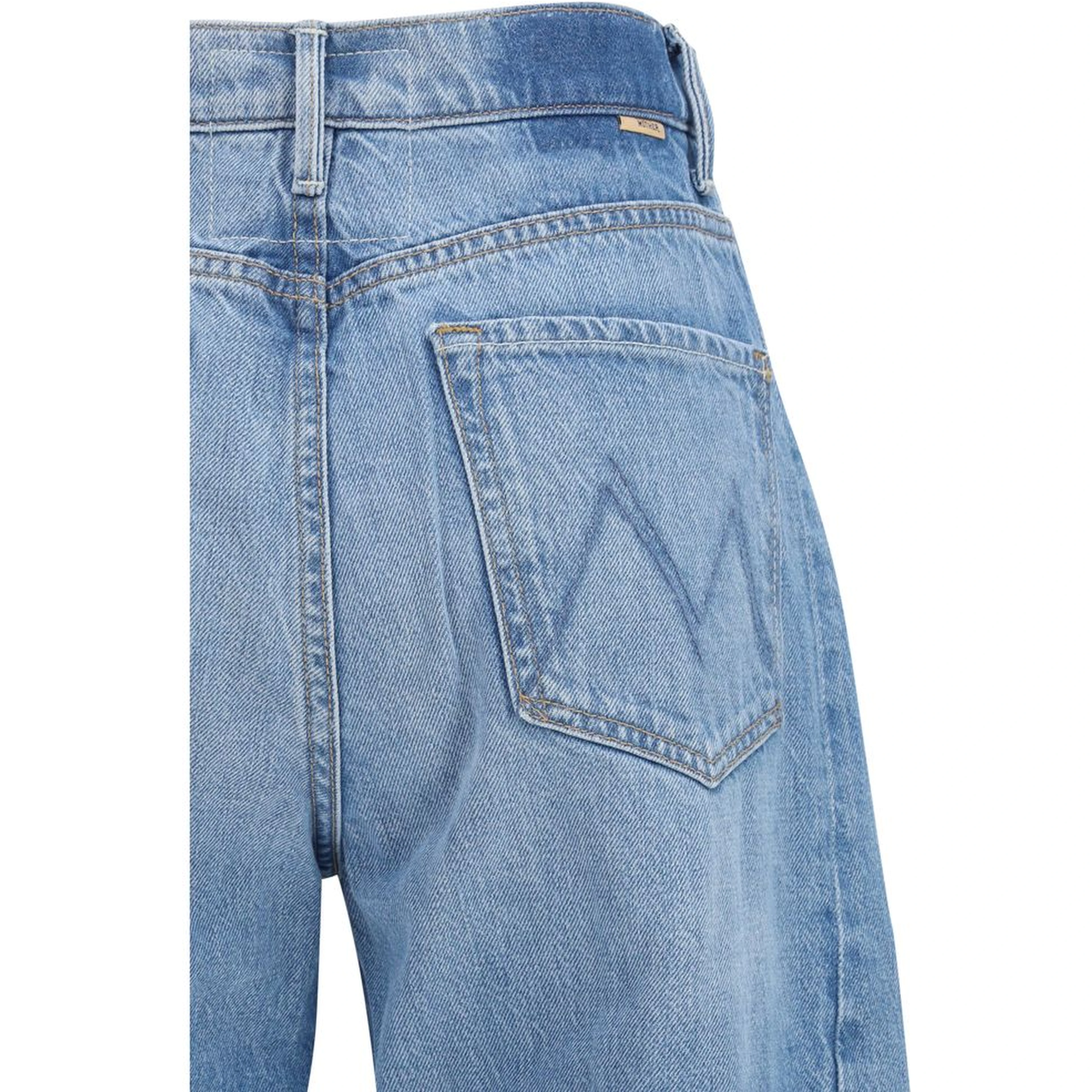 Blue Cotton Cropped Jeans