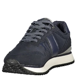 Blue Polyurethane Men Sneaker
