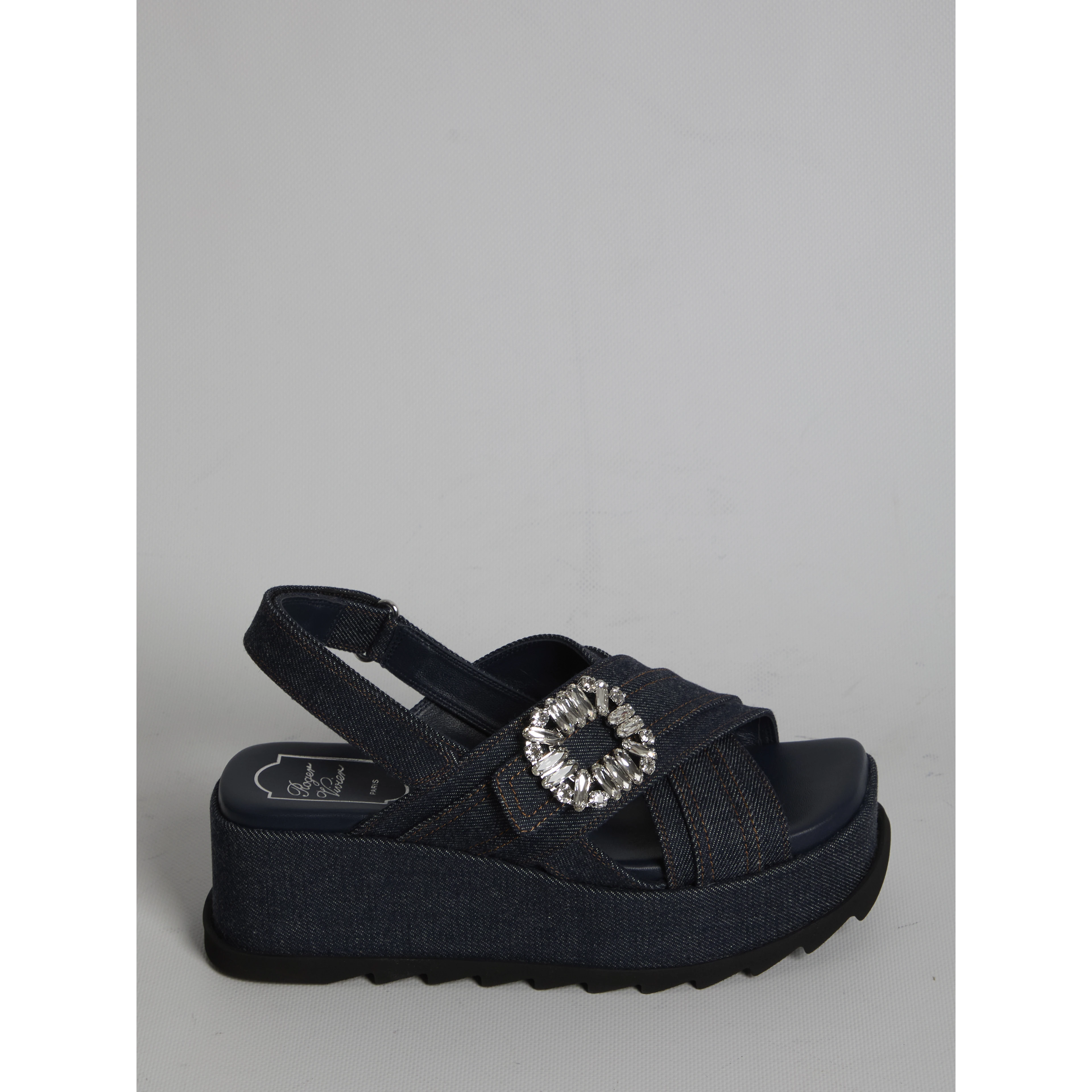 Denim wedge sandals