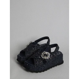 Denim wedge sandals