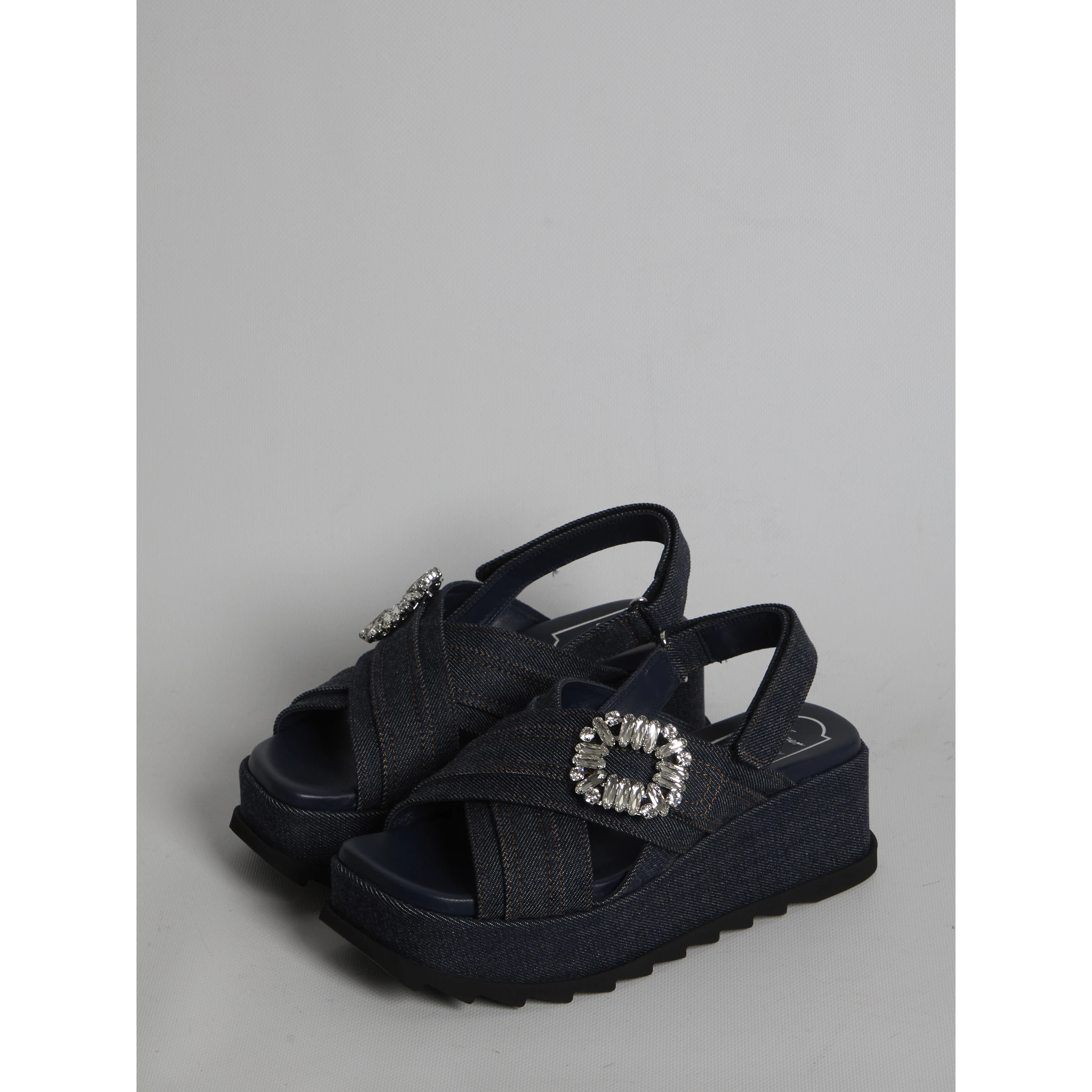 Denim wedge sandals