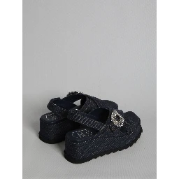 Denim wedge sandals