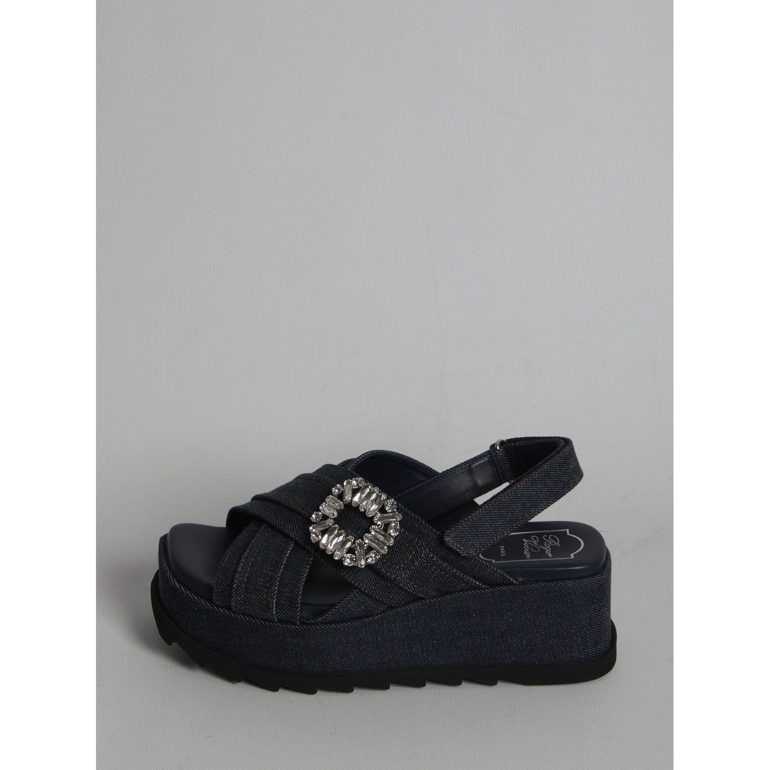Denim wedge sandals