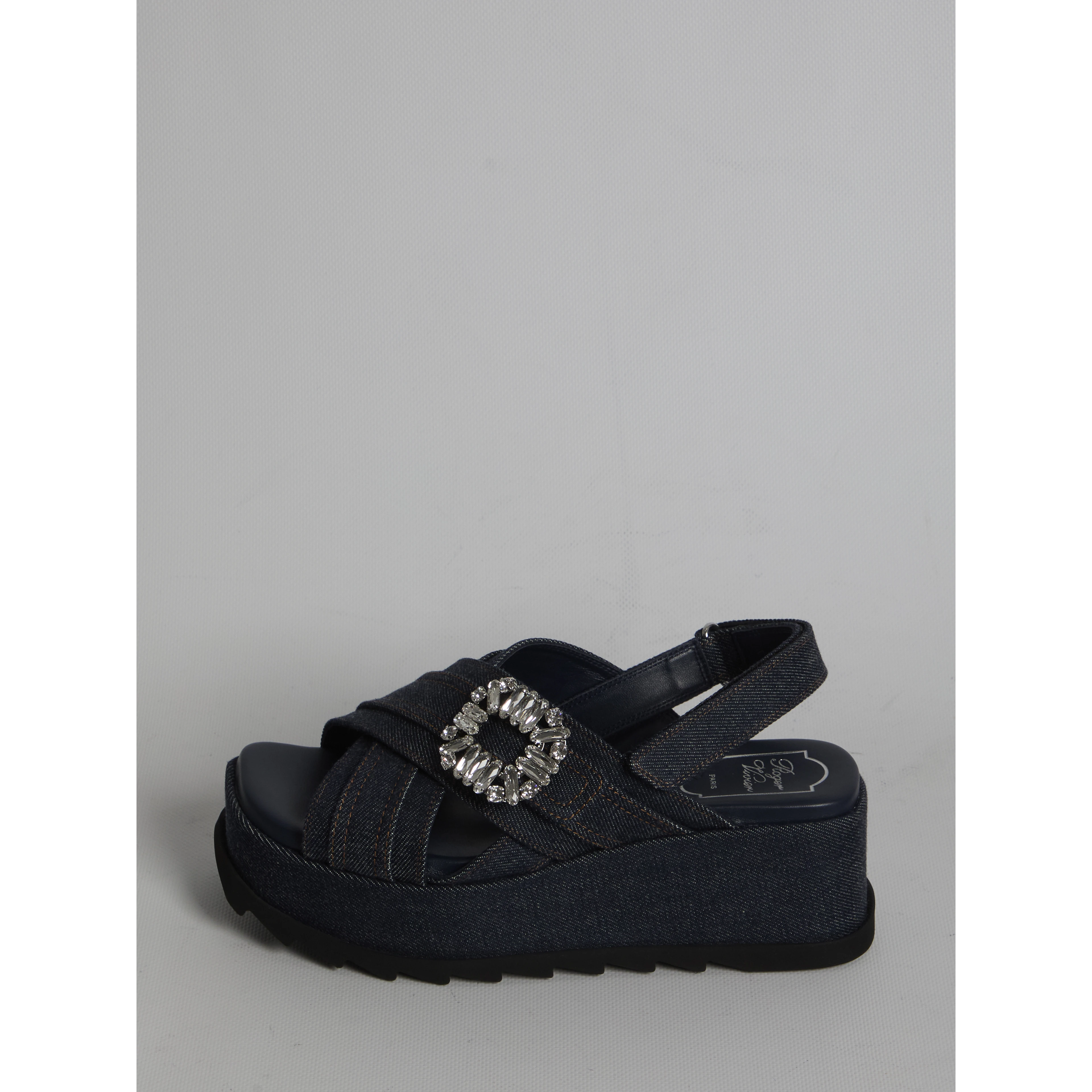 Denim wedge sandals